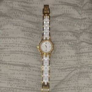 Gold and White Watch